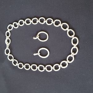 Silver tone necklace and earrings